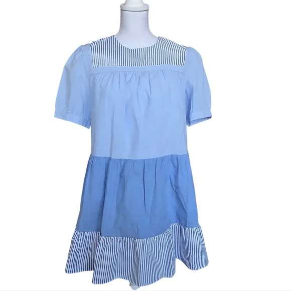 ENGLISH FACTORY Quinn Dress Tier Mini Swing Serenity Blue Tuckernuck Medium - Picture 2 of 8